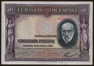 50 pesetas, 1935