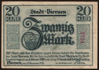Viersen/ Stadt, 20 Mark, 1918