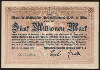 Essen/ Rheinisch-Westfälisches Elektrizitätswerk A.G., 5.000.000 Mark, 1923