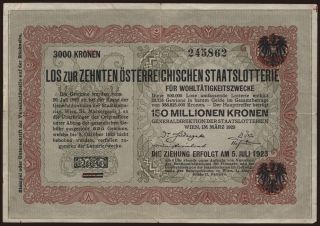 Donaustaat, 10.000 Kronen, 1923