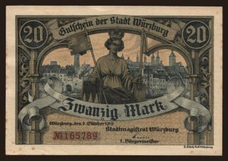 Würzburg/ Stadt, 20 Mark, 1918