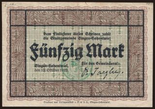 Singen-Hohentwiel/ Stadt, 50 Mark, 1922