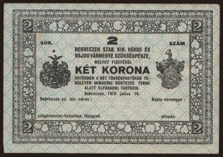 Debrecen, 2 korona, 1919