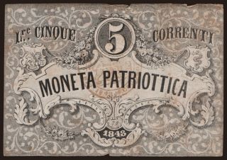 Moneta Patriottica, 5 lire, 1848