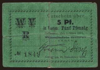 Rathenow/ Westhavelländische Vereinsbank, 5 Pfennig, 1917