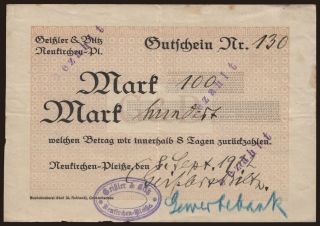 Neukirchen-Pleisse/ Geissler & Blitz, 100 Mark, 1922