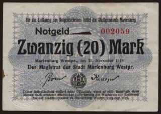 Marienburg/ Stadt, 20 Mark, 1918