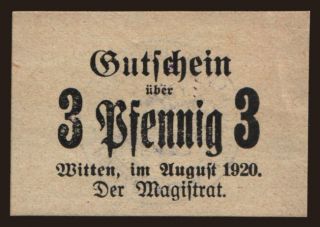Witten, 3 Pfennig, 1920