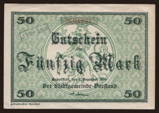 Rudolstadt/ Stadt, 50 Mark, 1918