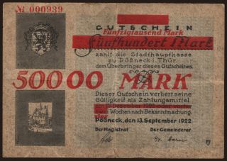 Pössneck/ Stadt, 50.000 Mark, 1923
