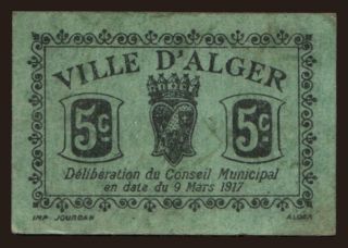 Alger, 5 centimes, 1917