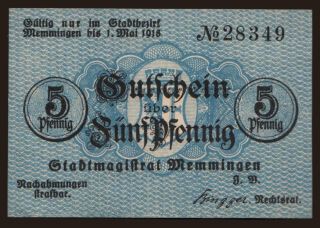 Memmingen, 5 Pfennig, 1918