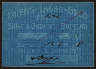 Barmen-Hatzfeld/ Siller & Jarmat, 5 Mark, 1918