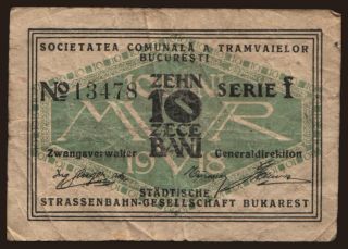 Tramvaiele Comunale, 10 bani, 1918