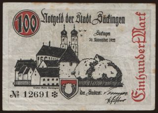 Säckingen/ Stadt, 100 Mark, 1922
