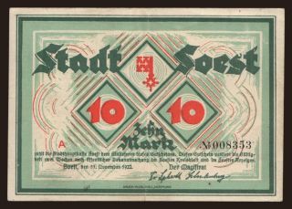 Soest/ Stadt, 10 Mark, 1922