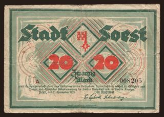 Soest/ Stadt, 20 Mark, 1922