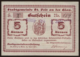 Sankt Veit an der Glan, 5 Kronen, 1917