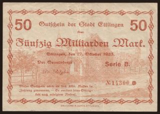 Ettlingen/ Stadt, 50.000.000.000 Mark, 1923