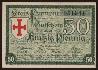 Pyrmont, 50 Pfennig, 1919