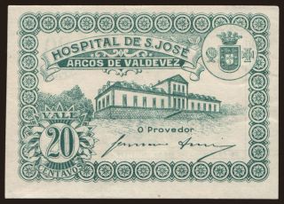Arcos de Valdevez/ Hospital de S. Jose, 20 centavos, 1920
