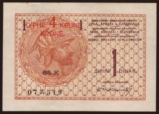 1 dinar / 4 krune, 1919