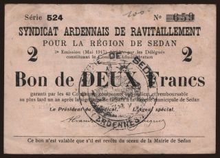 Ardennes, 2 francs, 1917