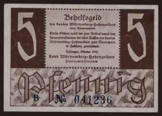 Württemberg-Hohenzollern, 5 Pfennig, 1947