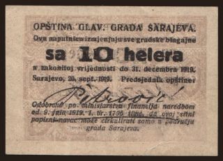 Sarajevo, 10 helera, 1919