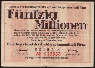 Pirna/ Bezirksverband der Amtshauptmannschaft, 50.000.000 Mark, 1923