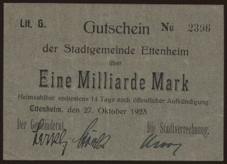 Ettenheim/ Stadt, 1.000.000.000 Mark, 1923