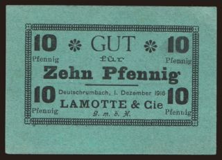 Deutschrumbach/ Lamotte & Cie, 10 Pfennig, 1916