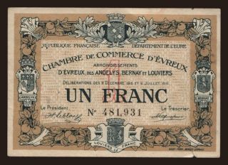 Evreux, 1 franc, 1916