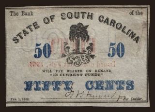 State of South Carolina, 50 cents, 1863