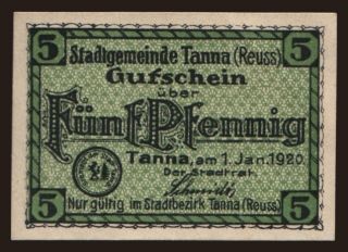 Tanna, 5 Pfennig, 1920