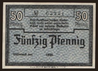 Westerland/ Janssen Bankhaus, 50 Pfennig, 1920