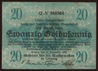 Leipzig/ Meßamt für die Mustermessen in Leipzig, 1 Goldpfennig, 1923