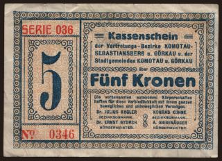 Komotau, 5 Kronen, 1918