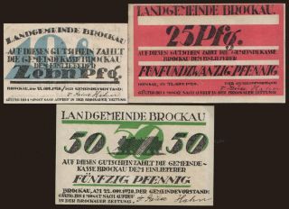 Brockau, 3x 10 - 50 Pfennig, 1920