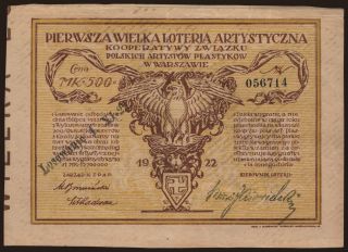 Pierwsza Wielka Loteria Artystyczna, 500 marek, 1922