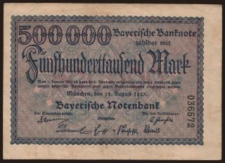 Bayerische Notenbank, 500.000 Mark, 1923