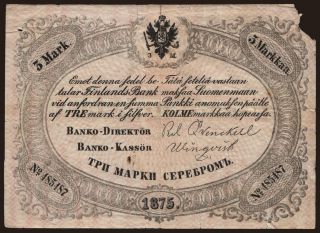3 markkaa, 1875