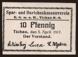 Tichau/ Spar- und Darlehenskassenverein, 10 Pfennig, 1917