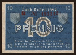 Baden, 10 Pfennig, 1947