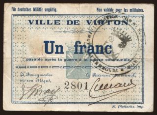 Virton, 1 franc, 191?