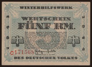 Winterhilfswerk, 5 Reichsmark, 1943
