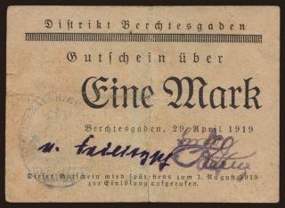 Berchtesgaden/ Distrikt, 1 Mark, 1919
