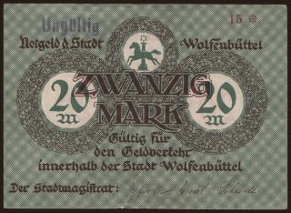Wolfenbüttel/ Stadt, 20 Mark, 1918