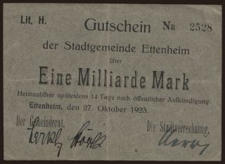 Ettenheim/ Stadt, 1.000.000.000 Mark, 1923