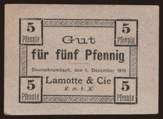 Deutschrumbach/ Lamotte & Cie, 5 Pfennig, 1916